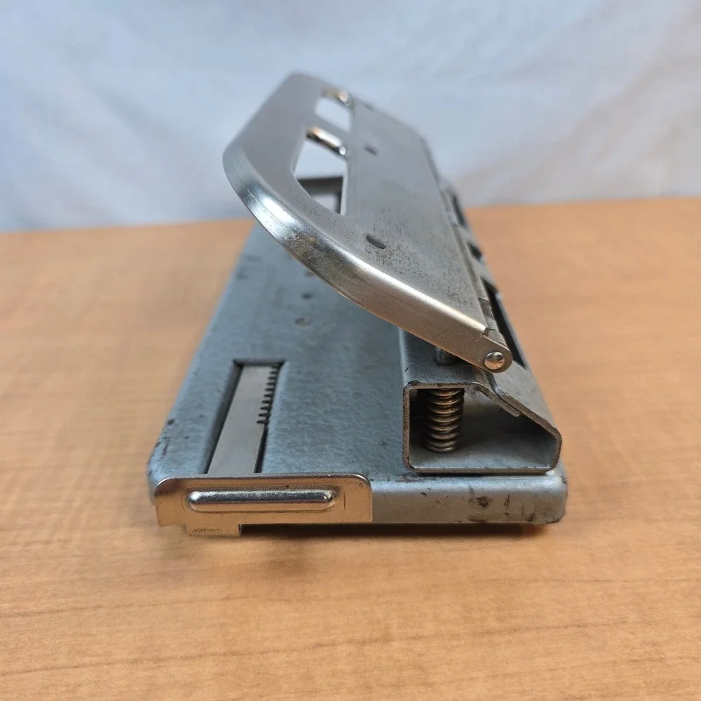 Vintage Desk MUTUAL CENTAMATIC Punch No 300 Adjustable 3 Hole Punch Made USA